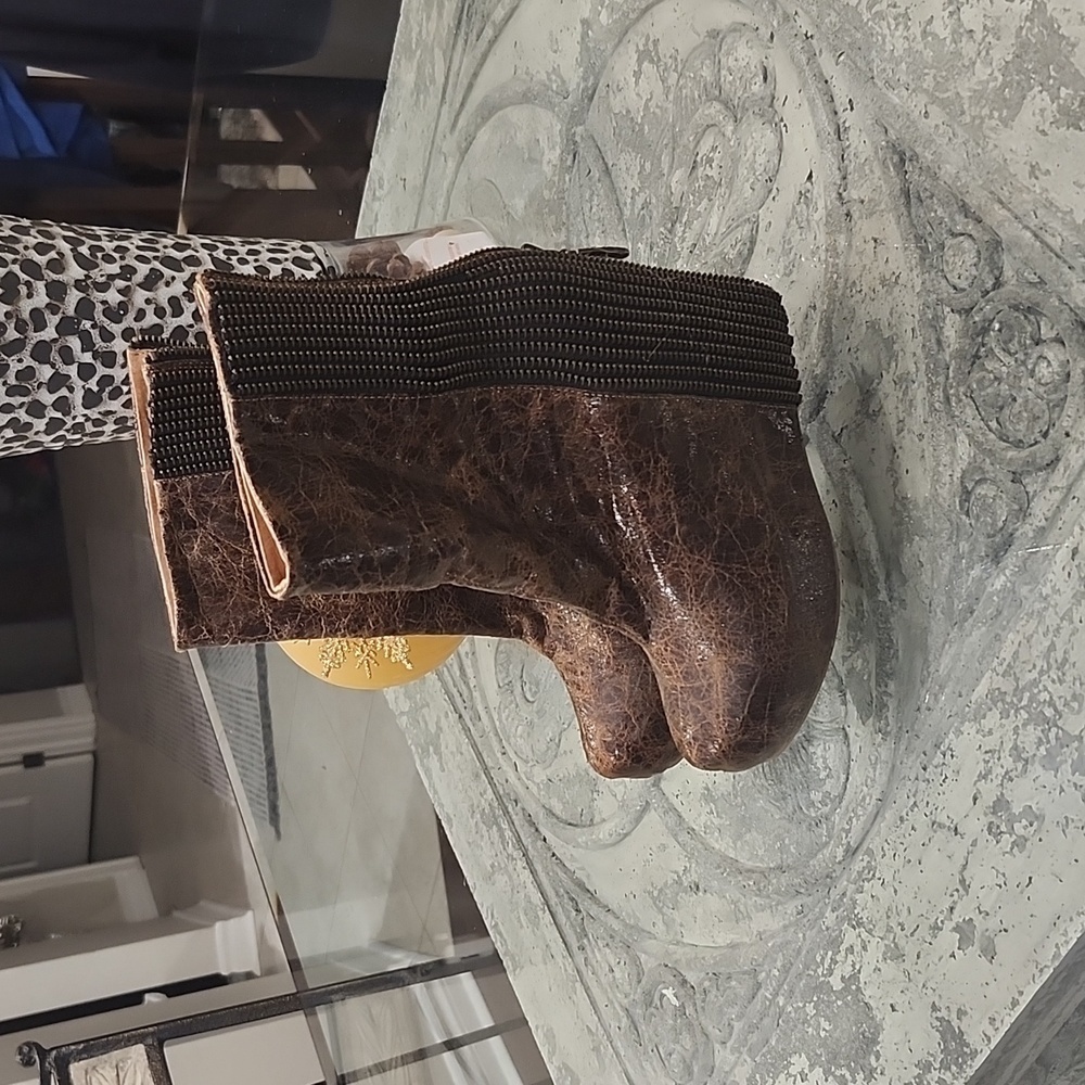 Jefferey Campbell Ibiza Crinkled Leather Back Zip Wedge Boots Size 6